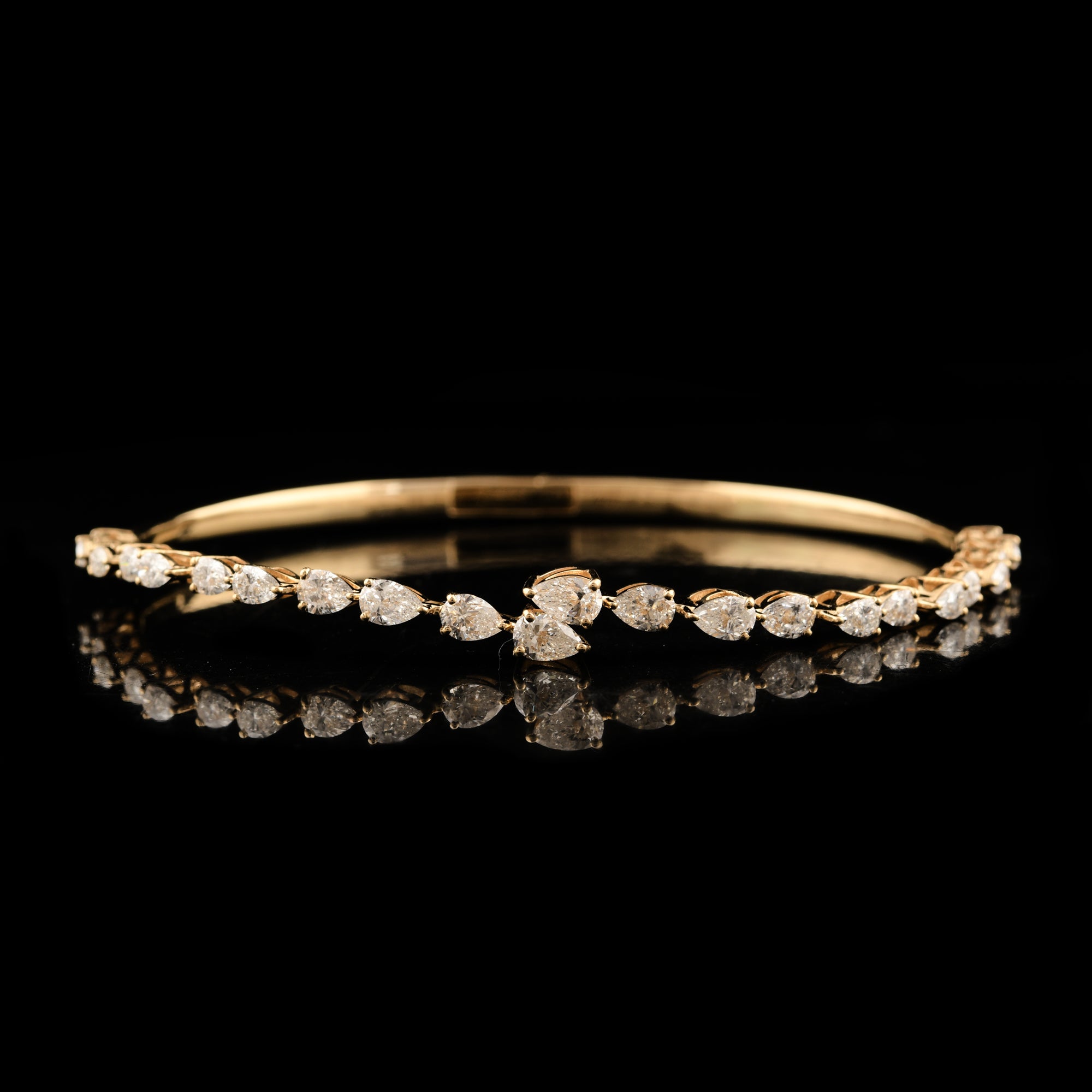 Pear Diamond Bangle 14K Gold 2.40 Carat Classic