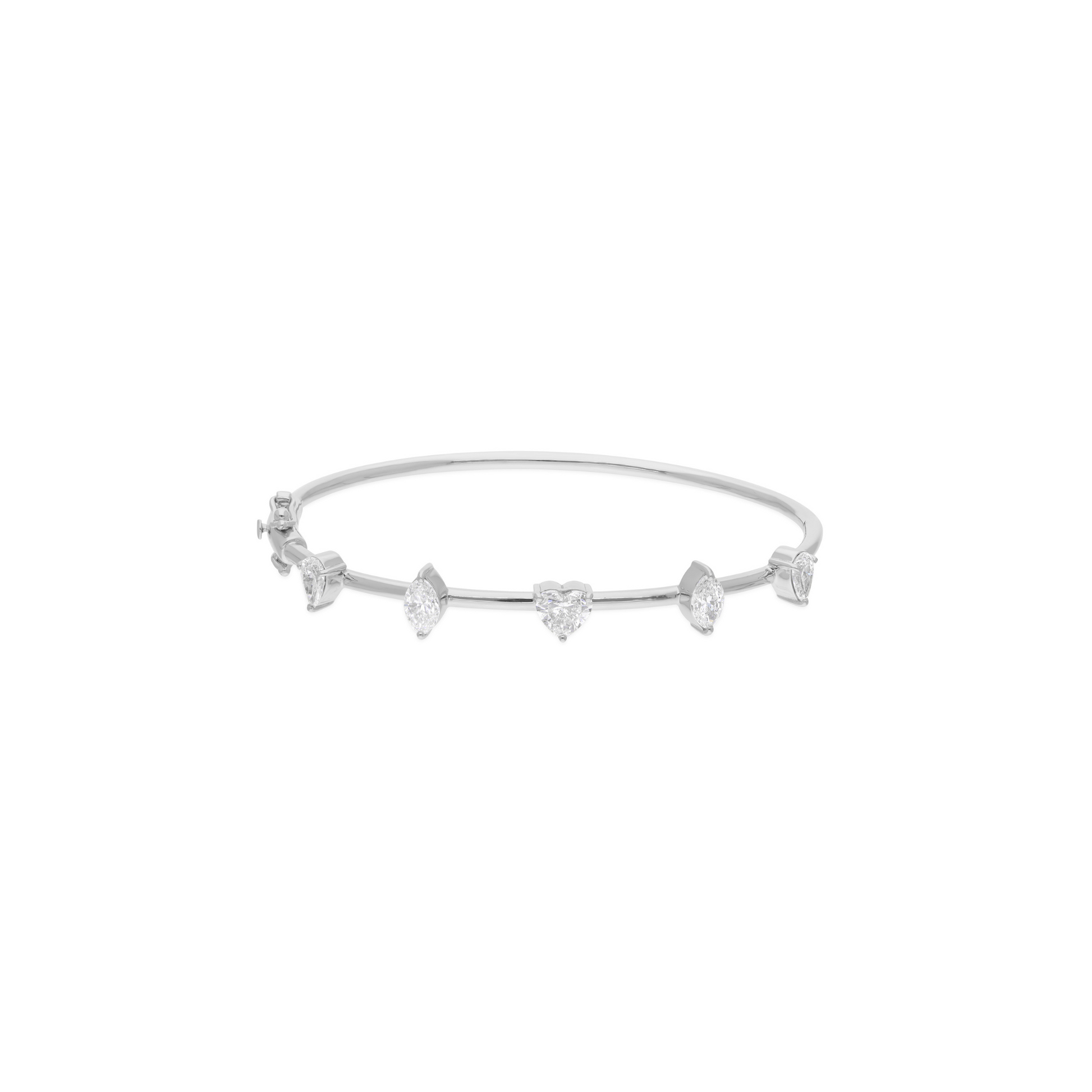 Five Stone 1.75 Carat Natural Diamond Station Fine Gold Bangle Bracelet
