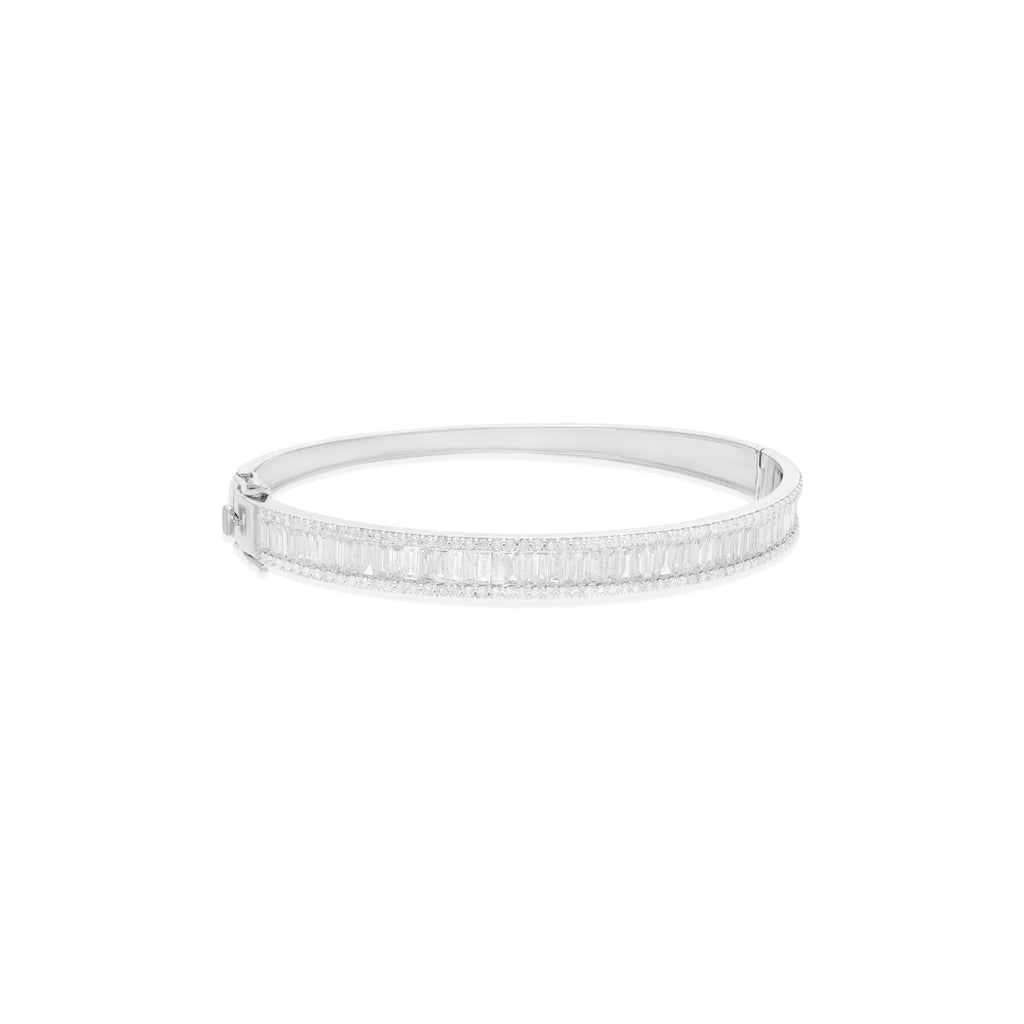 Fine Gold Natural Baguette Diamond Wedding Bangle