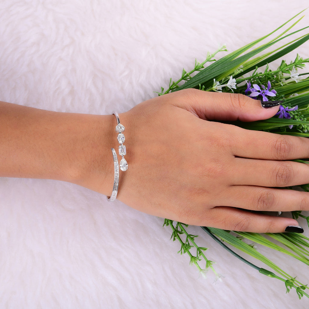 Stackable 4.87Ct Mixed Cut Natural Diamond Bracelet For Wife