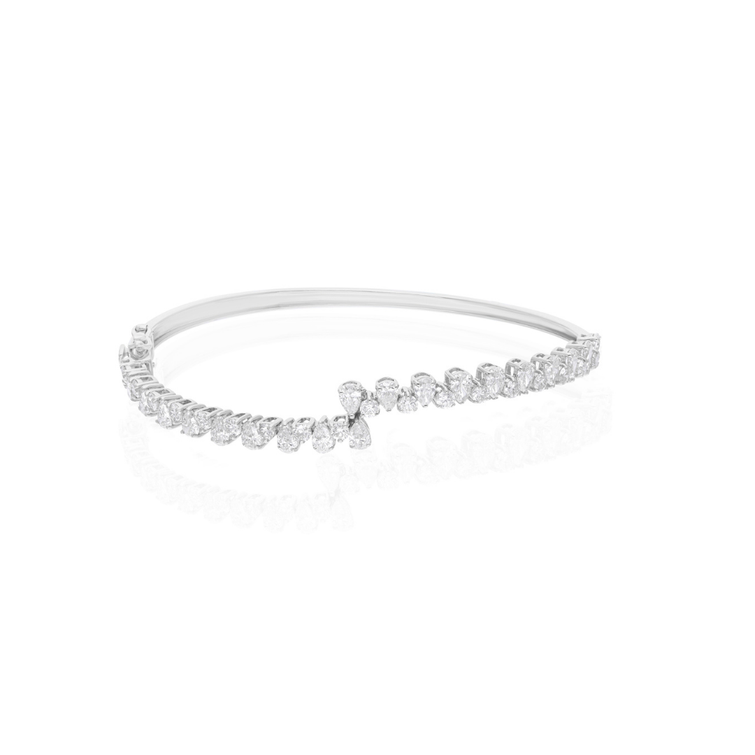 3.17Ct Mixed Cut Natural Diamond Open Anniversary In Solid Gold For Women