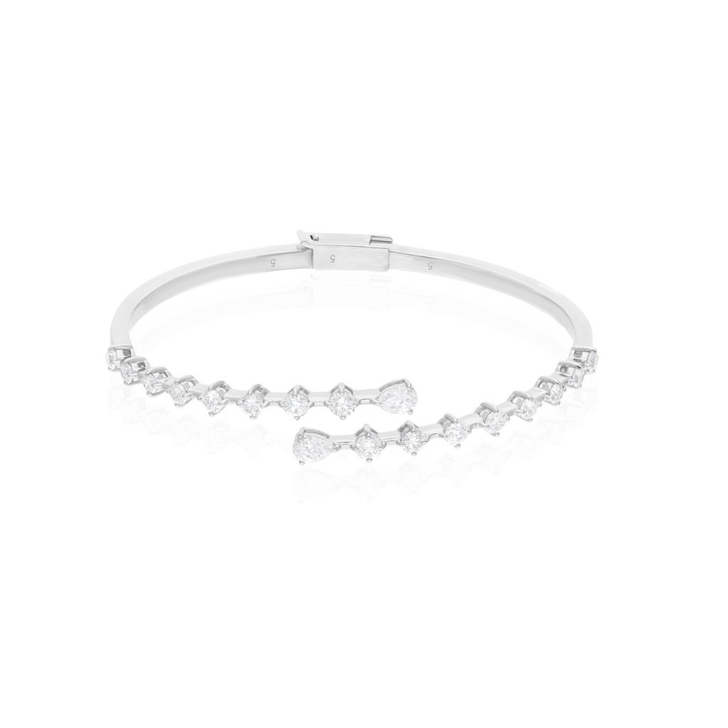 1.99Ct Round Brilliant Cut Natural Diamond Open Bangle Bracelet In Solid Gold