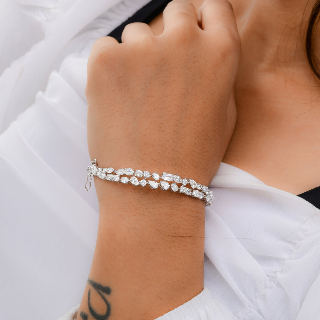 4.96 Carat Multi Shape Natural Diamond Wedding Bangle Bracelet
