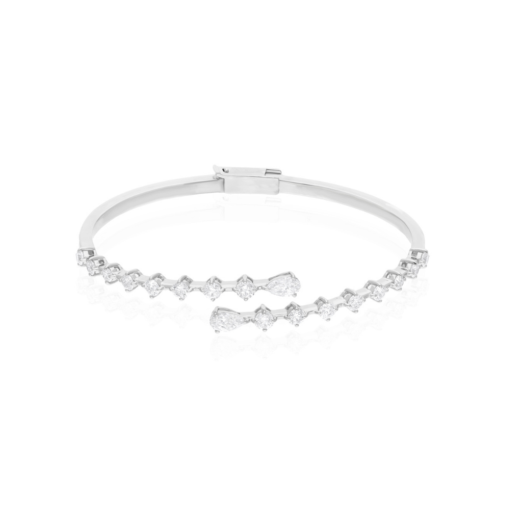 Open Cuff 1.80 Carat Natural Diamond Gold Bangle Bracelet