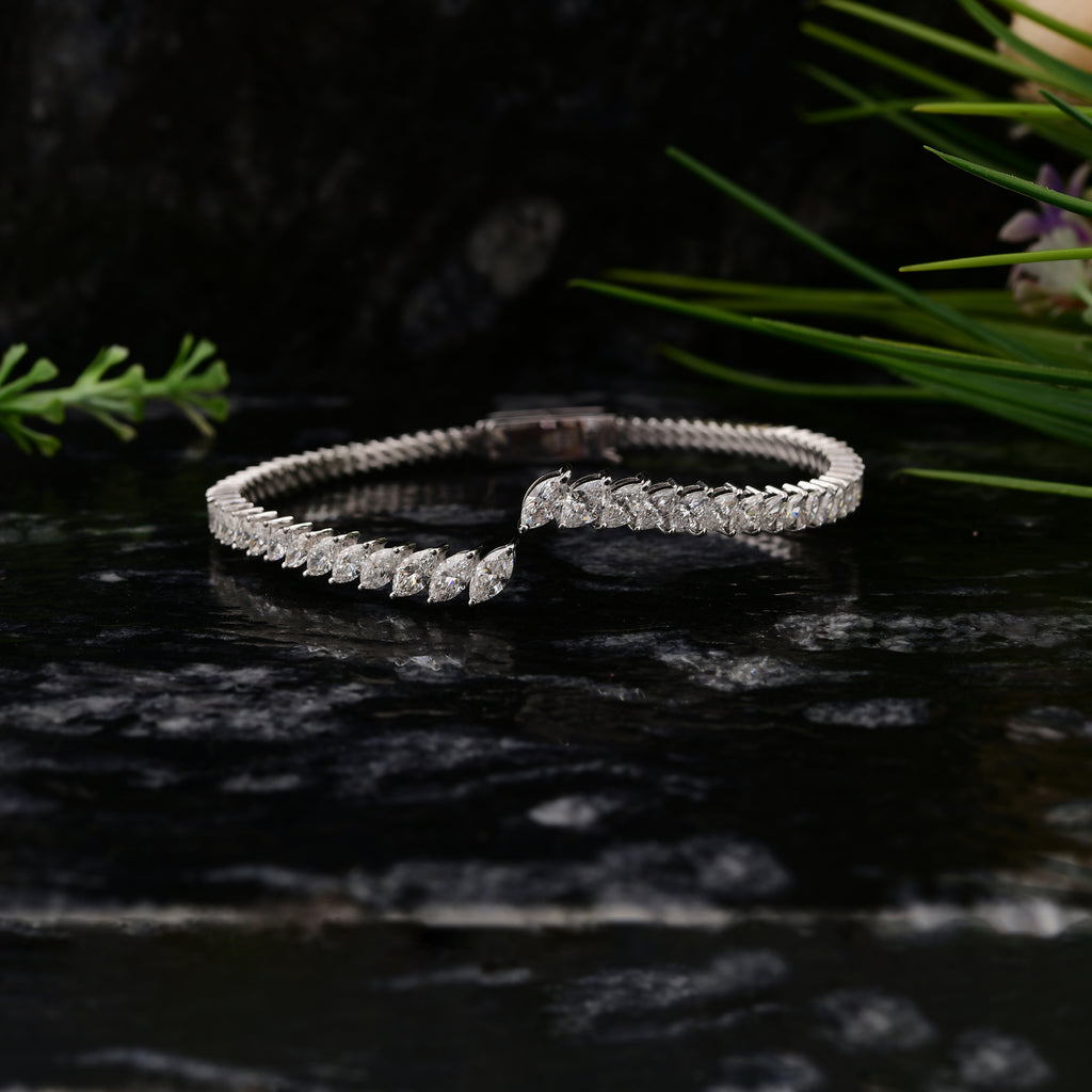 Marquise Cut 4.87 Carat Diamond Cuff Gold Bypass Bangle Bracelet