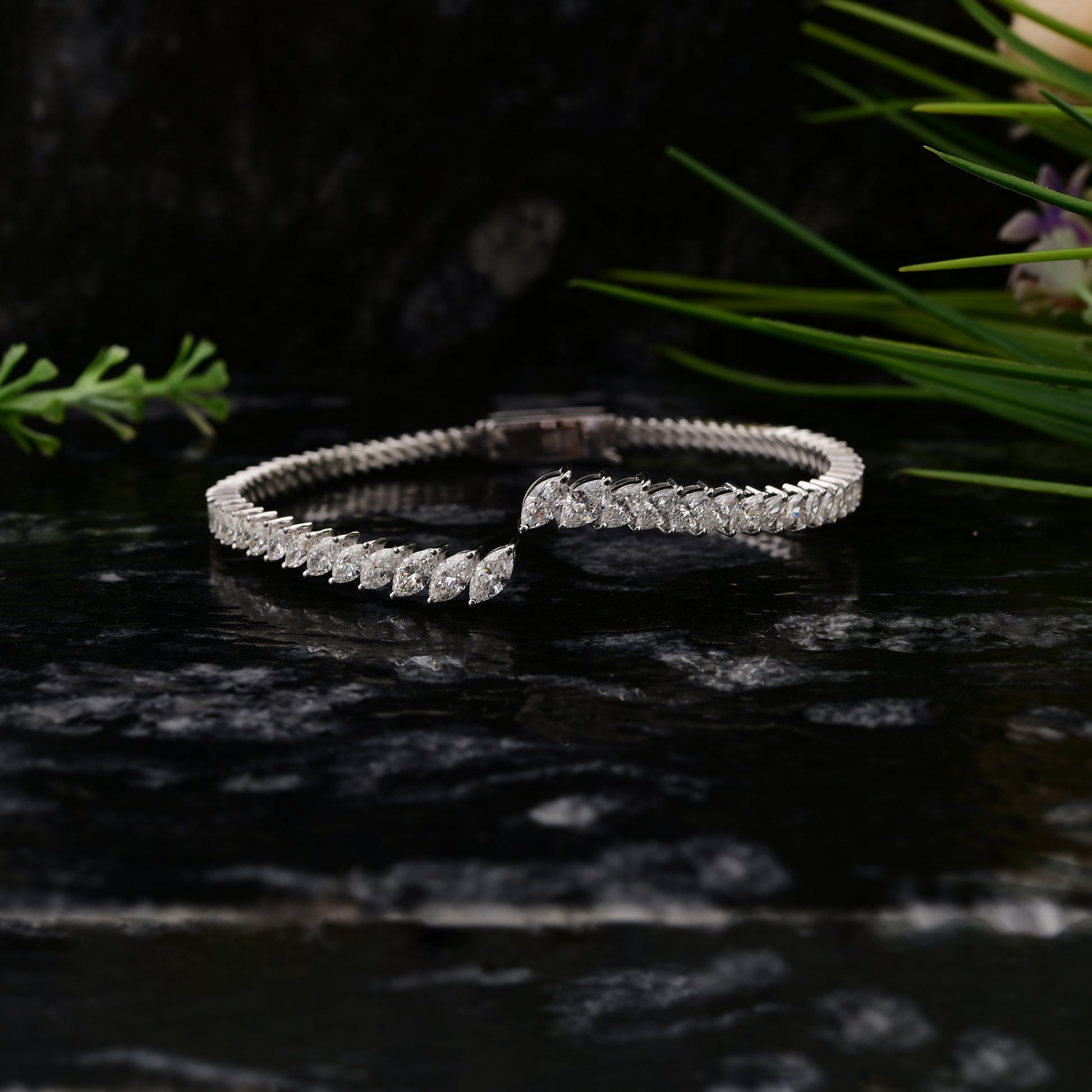 Marquise Cut 4.87 Carat Diamond Cuff Gold Bypass Bangle Bracelet