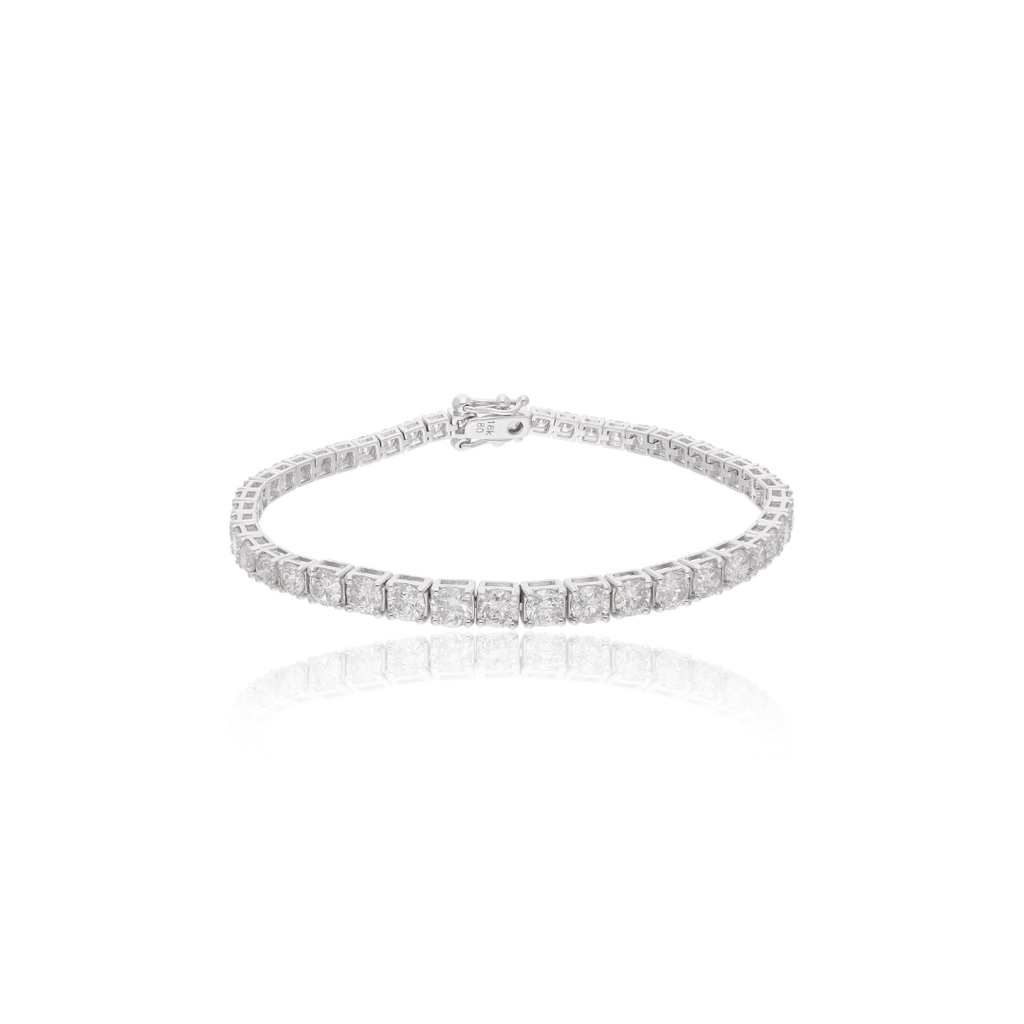 Round Cut Natural Diamond Gold Handmade Tennis Bracelet