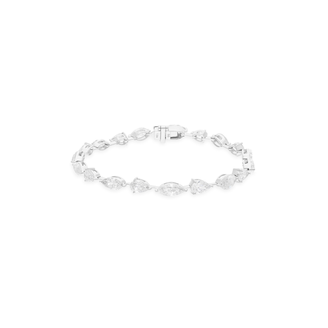Handmade Pear Marquise Cut Diamond Fine Gold Station Bracelet