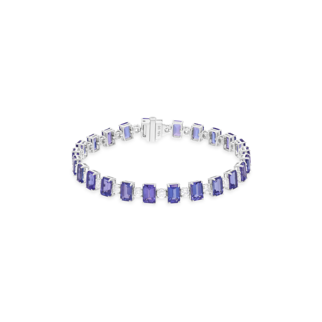 Certified Tanzanite Gemstone Natural Diamond Fine Gold Bracelet