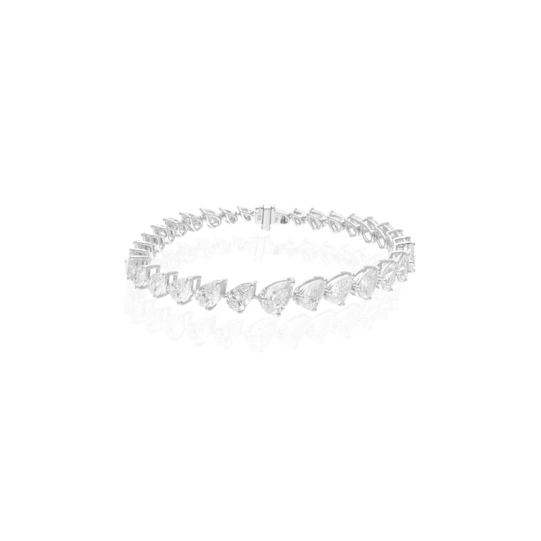 Pear Cut Natural Diamond 10.55 Carat Fine Gold Station Bracelet