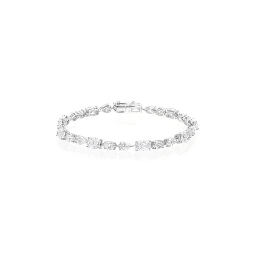 Natural SI Clarity HI Color Multi Shape Diamond Solid Gold Bracelet