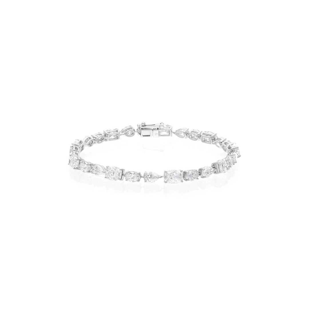 Natural SI Clarity HI Color Multi Shape Diamond Solid Gold Bracelet