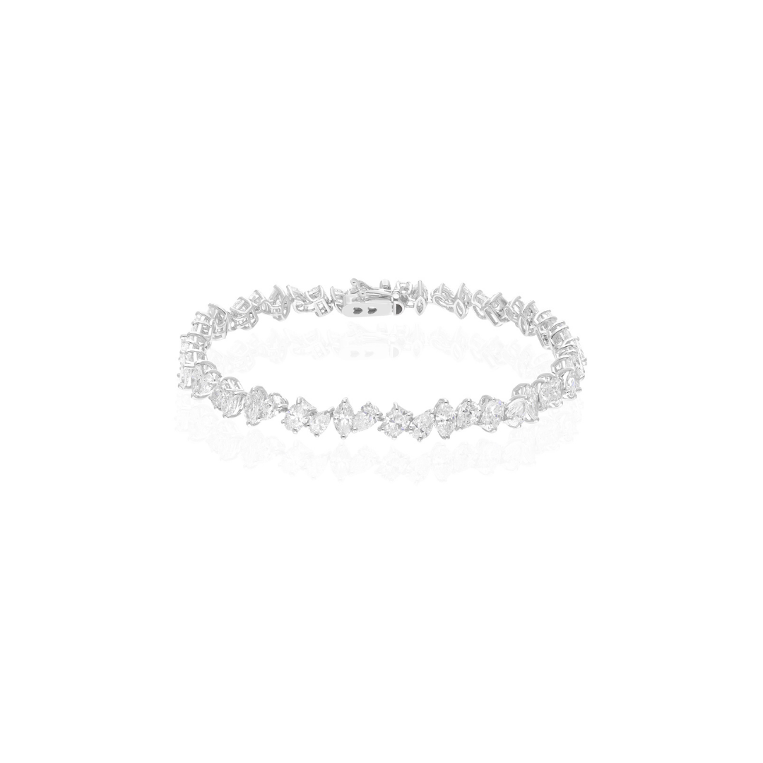 SI Clarity HI Color Multi Shape 9.67 Carat Natural Diamond Bracelet