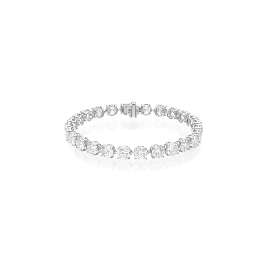 Natural 18.62 Carat Round Diamond Gold Tennis Bracelet