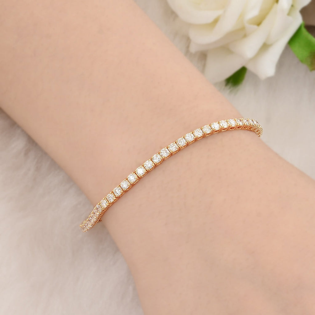 Minimalist Round Brilliant Cut Natural Diamond Tennis Bracelet