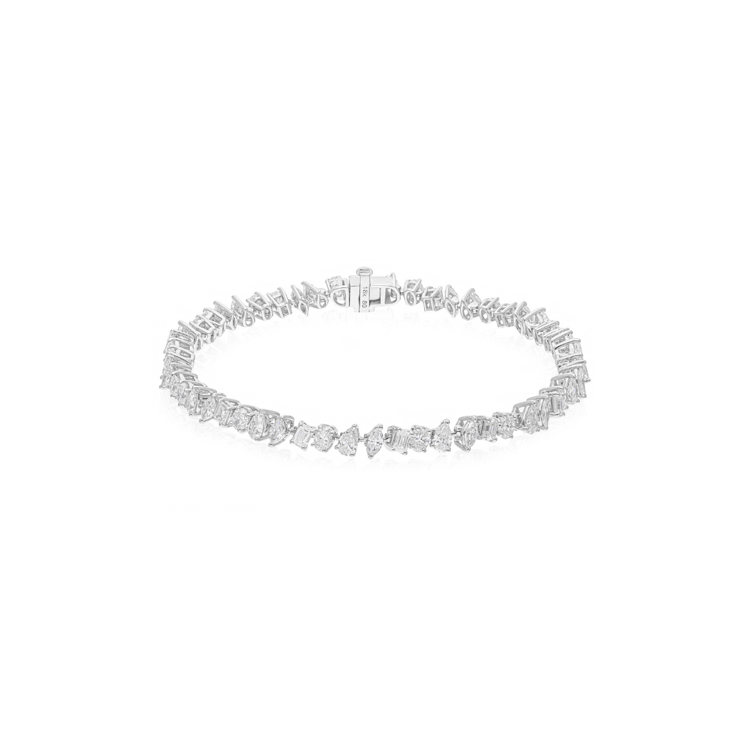 Multi Shape 5.15 Carat Diamond Handmade Wedding Gold Bracelet