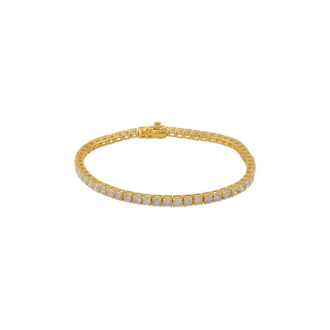 Dainty Natural Diamond Brilliant Round Cut Tennis Bracelet in Solid Gold