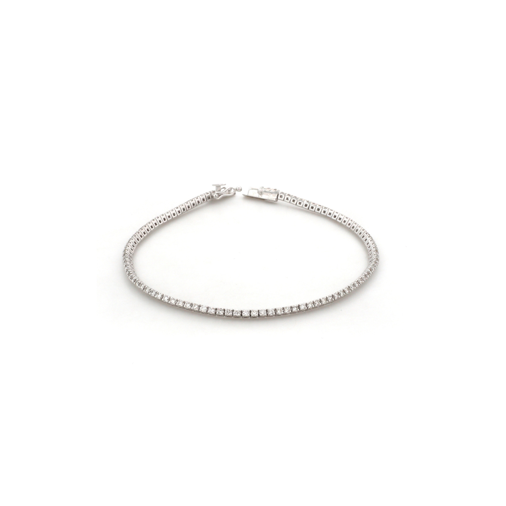 Handcrafted Natural Diamond Round Solid Gold Tennis Bracelet