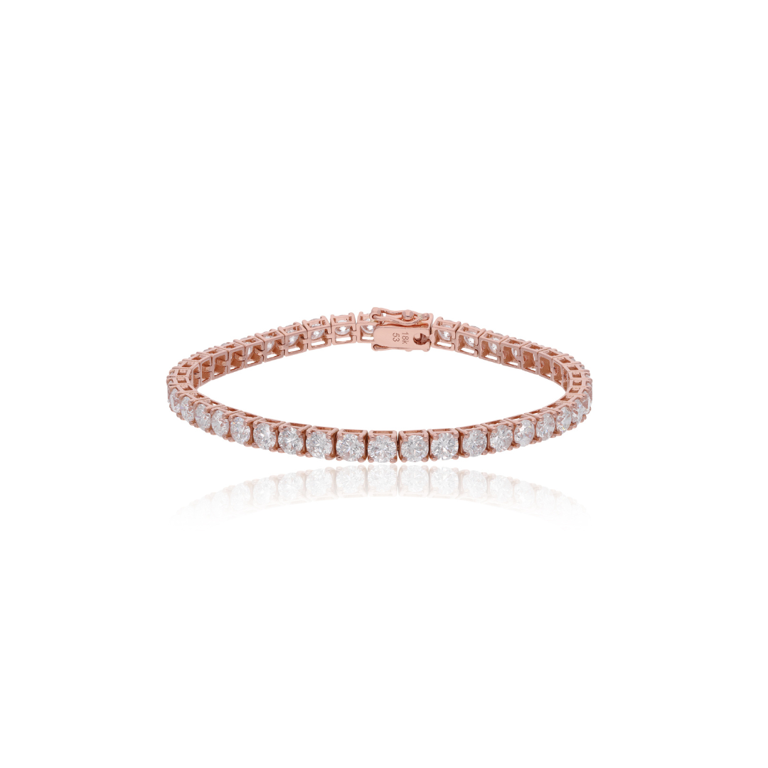 Certified SI Clarity HI Color Round Cut Natural Diamond Gold Tennis Bracelet