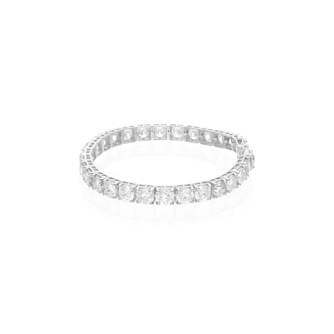 Exquisite Solid Gold Natural Diamond Round Cut Tennis Bracelet for Women