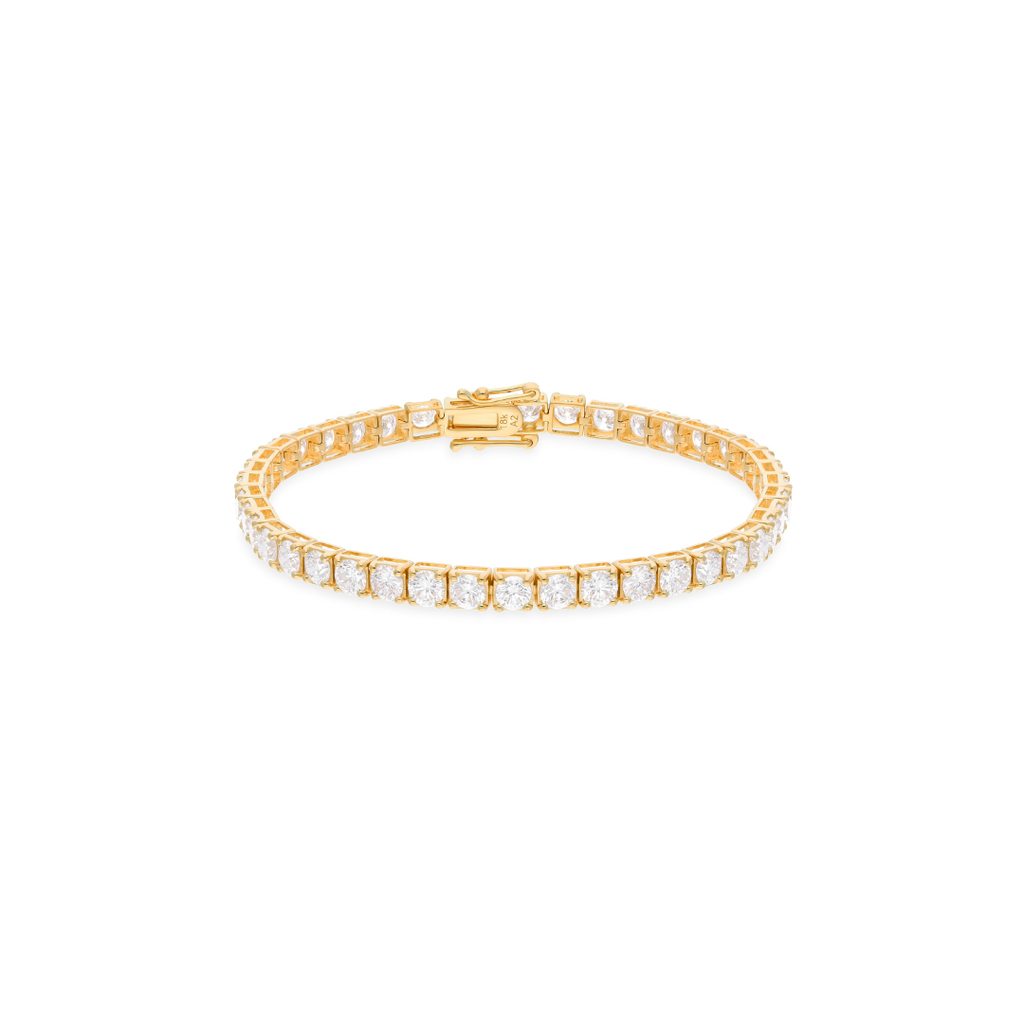 12.95 Carat Genuine Round Shape Natural Diamond Gold Tennis Bracelet