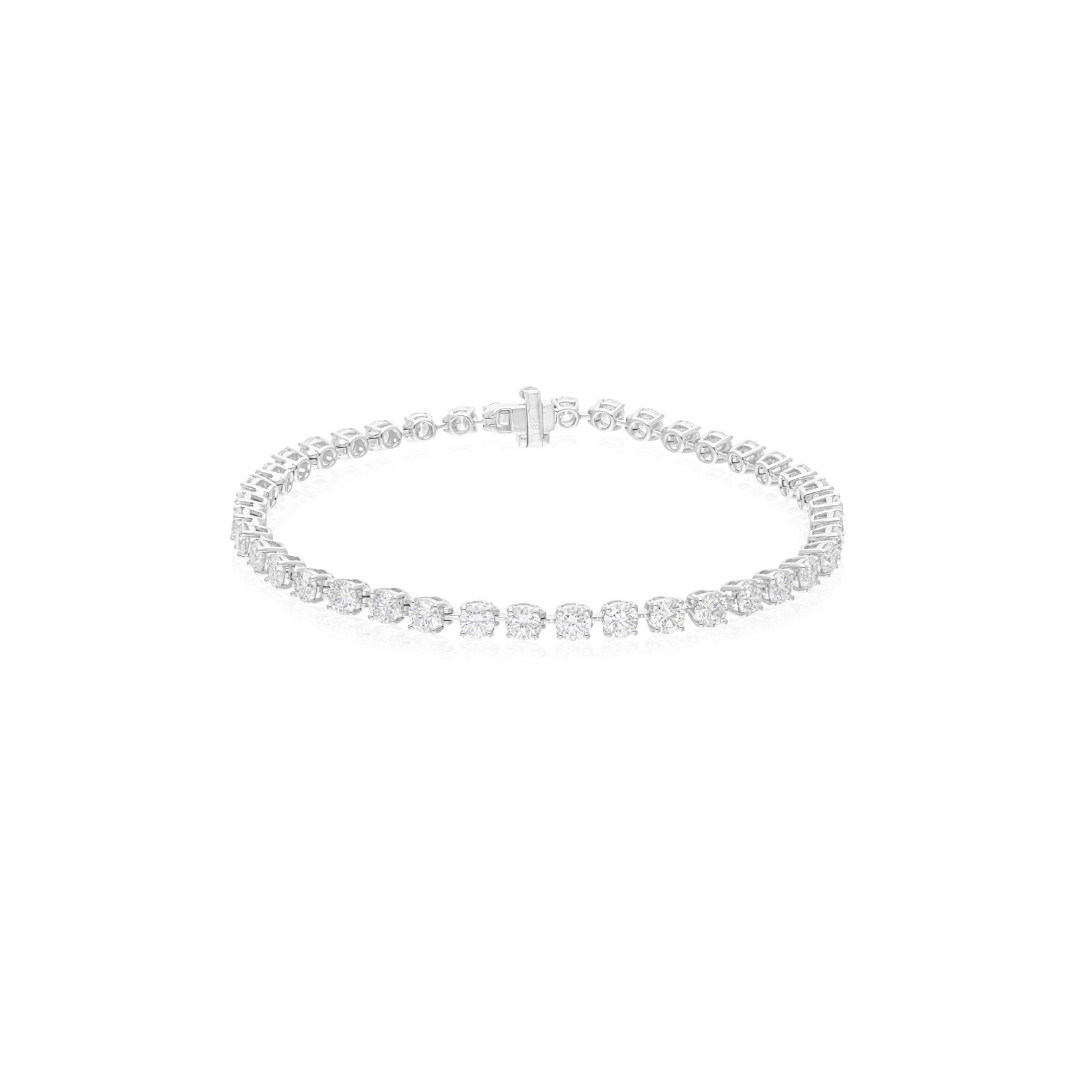 5.49 Carat SI/HI Round Cut Natural Diamond Tennis Bracelet Gold Jewelry