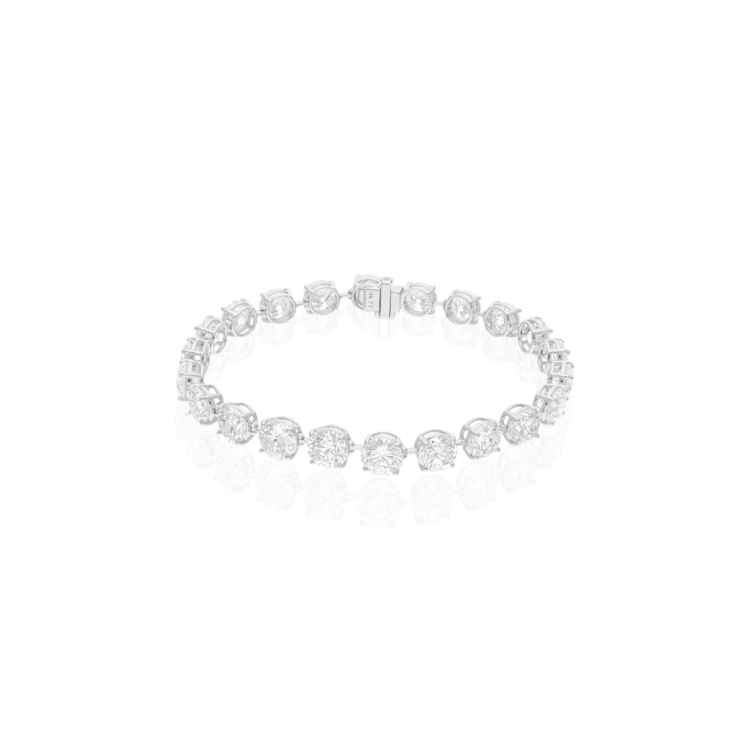 Fine Gold 21.35 Carat Natural Round Diamond Chain Bracelet