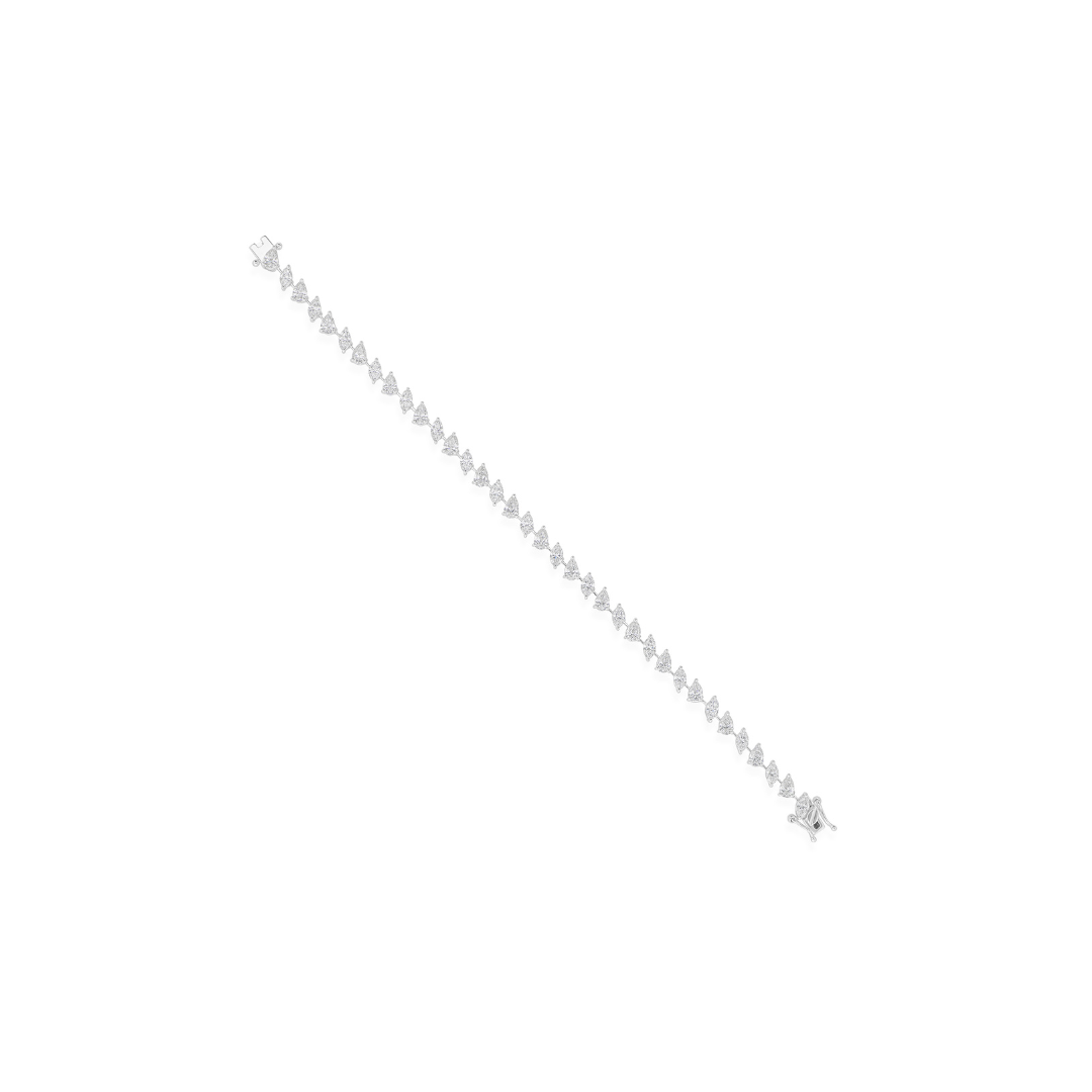 Pear Marquise Shaped Natural Diamond Tennis Bracelet in Fine Gold