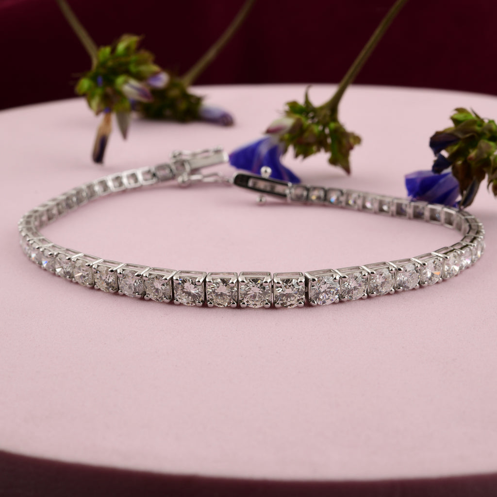 Brilliant Round Cut Natural Diamond Gold Tennis Bracelet