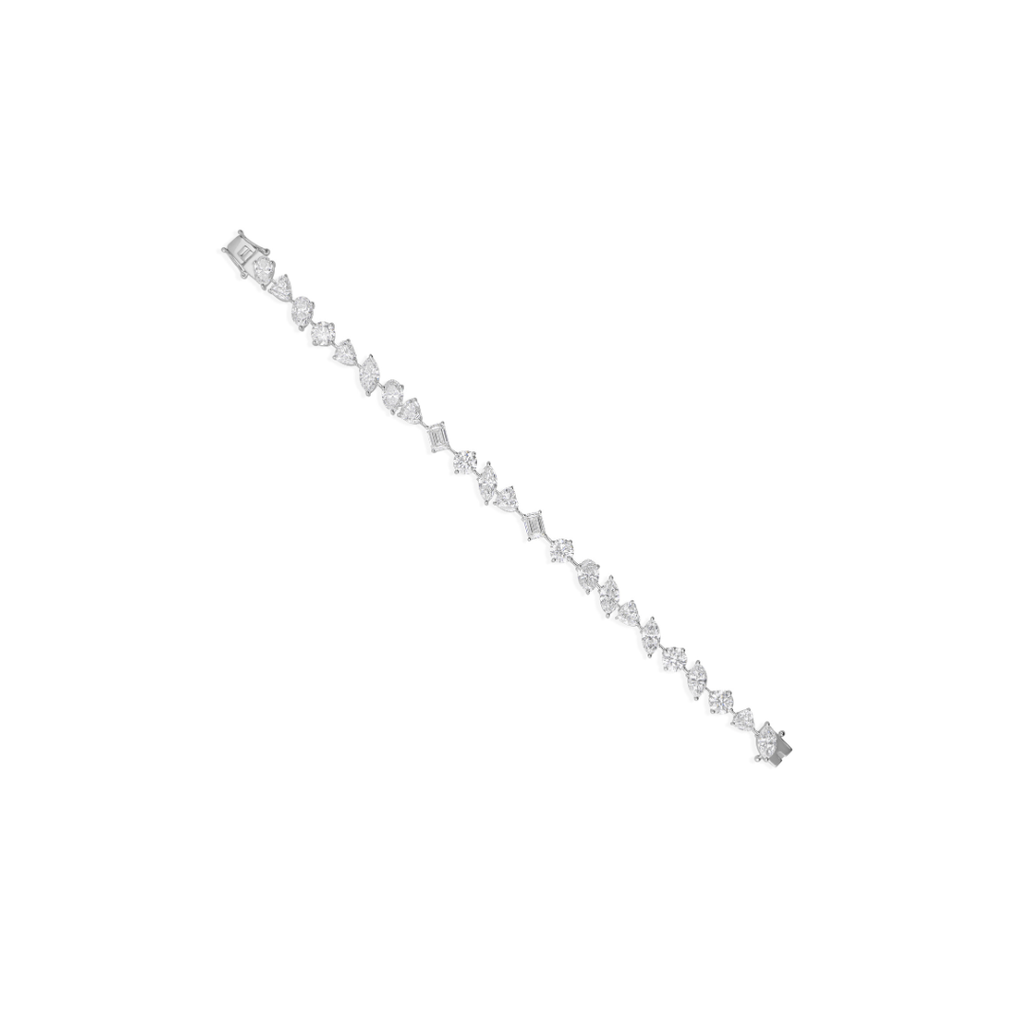 Multi Cut Fine Gold Handmade Natural Diamond Tennis Bracelet