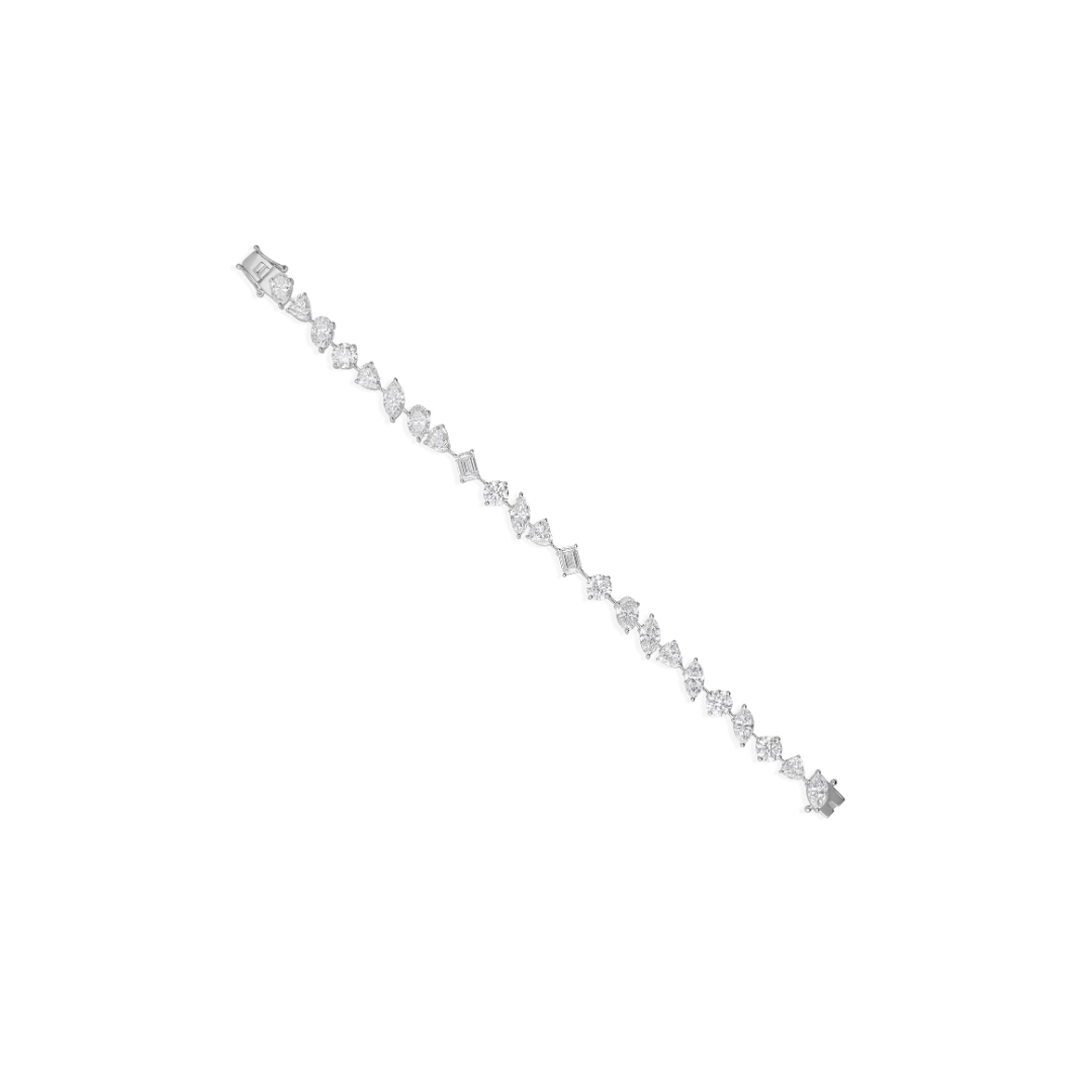 Multi Cut Fine Gold Handmade Natural Diamond Tennis Bracelet