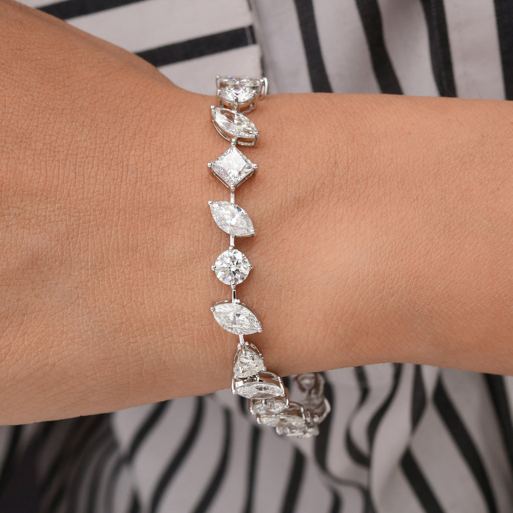 Handcrafted SI Clarity HI Color Natural Diamond Tennis Bracelet