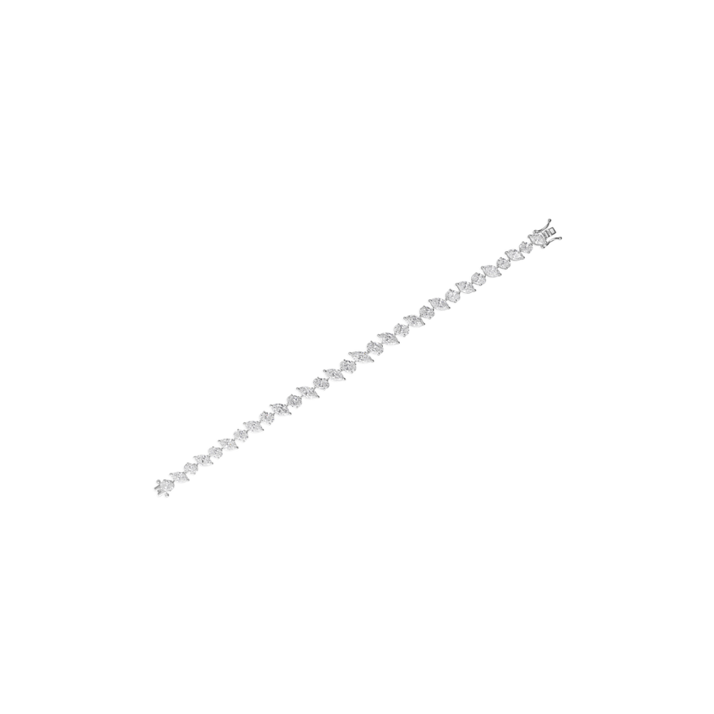 Marquise Oval Cut SI Clarity HI Color Diamond Gold Tennis Bracelet