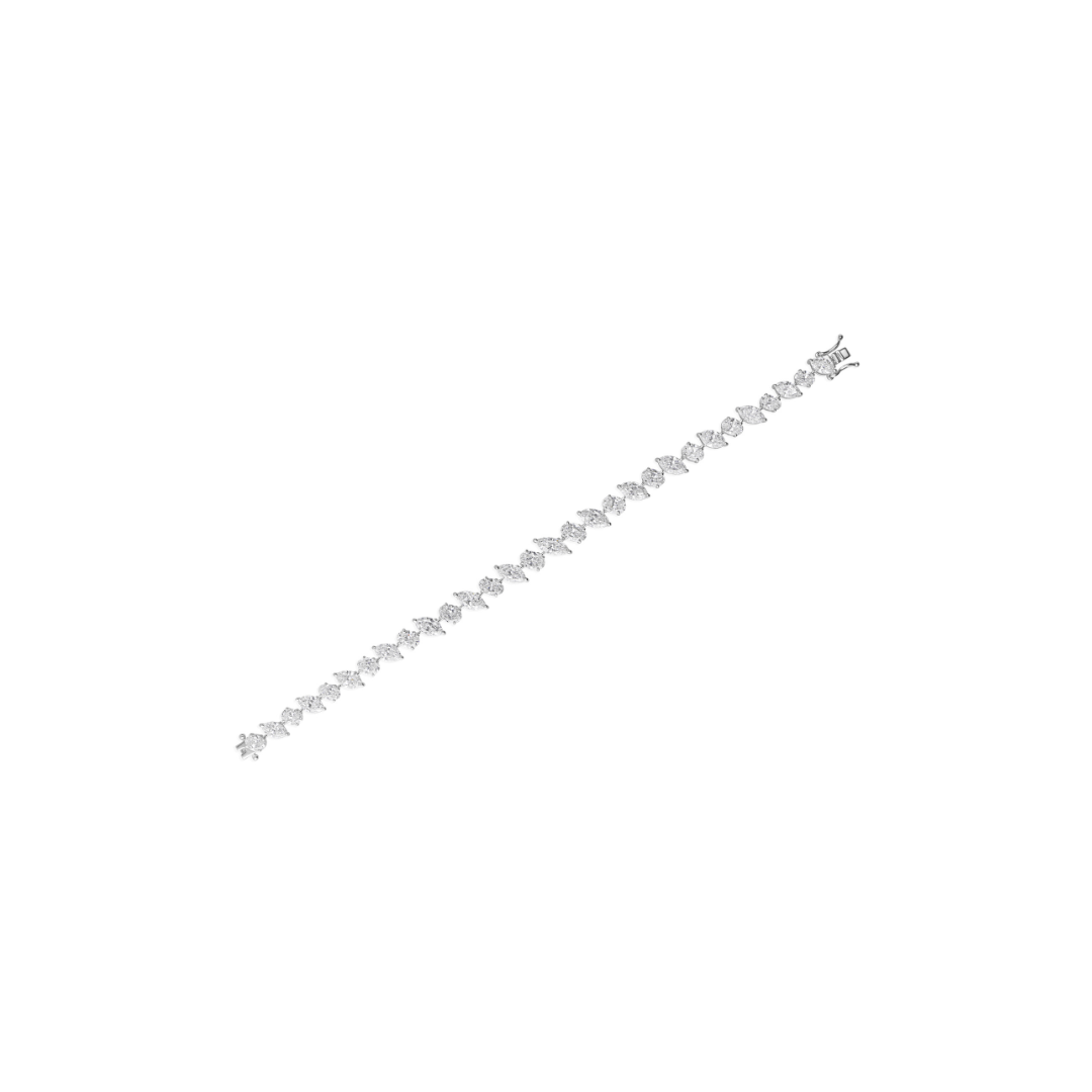 Marquise Oval Cut SI Clarity HI Color Diamond Gold Tennis Bracelet