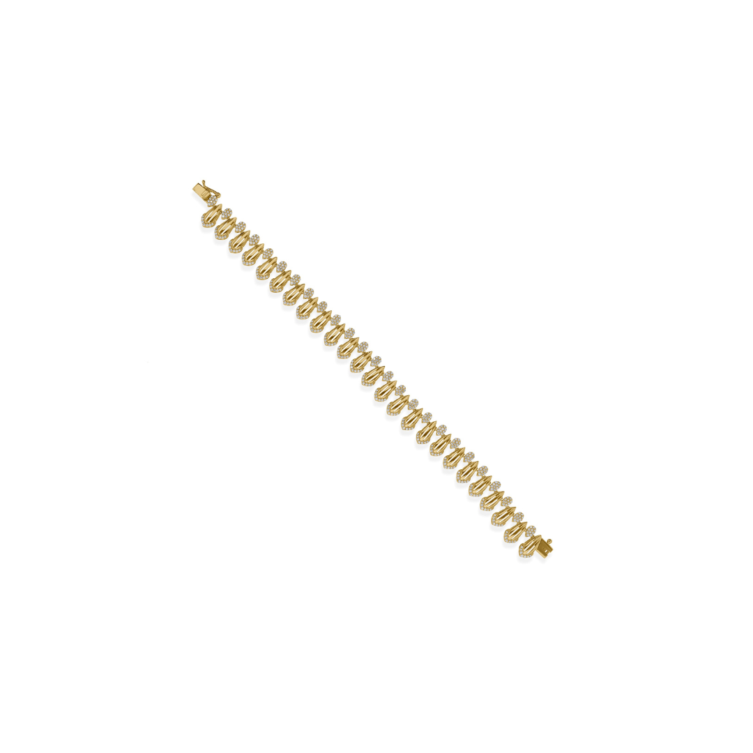 1.43 Ct. Real Diamond Round Cluster Design Bracelet in Gold Teardrop