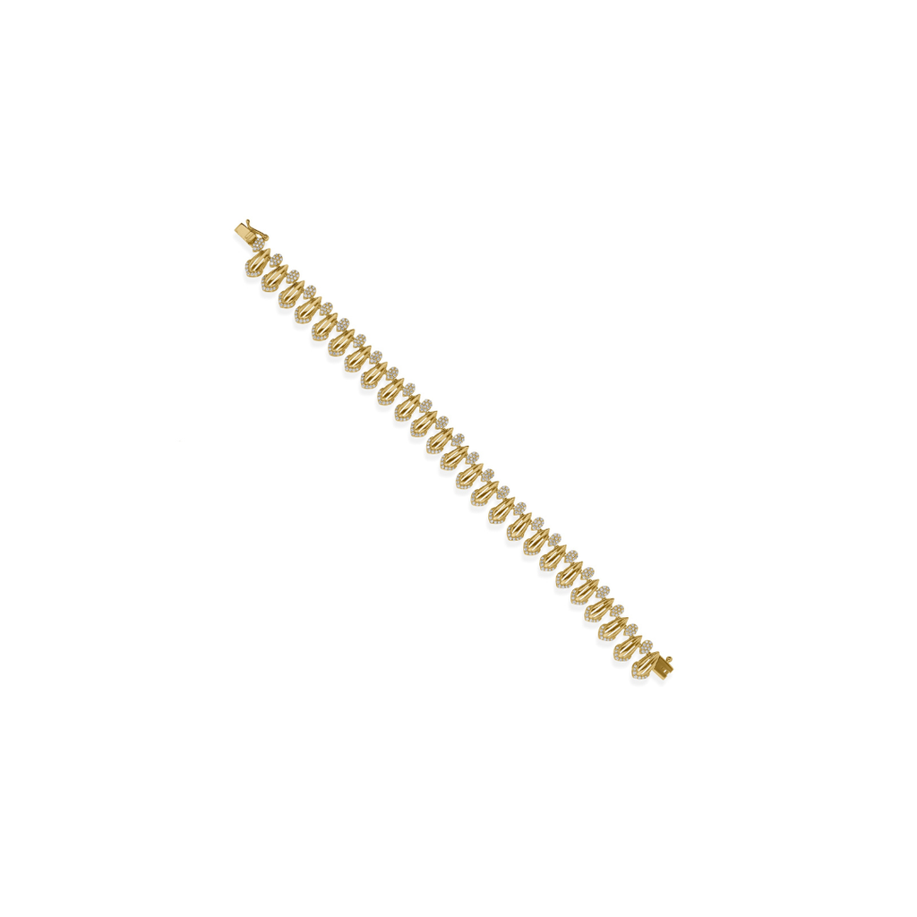 1.43 Ct. Real Diamond Round Cluster Design Bracelet in Gold Teardrop