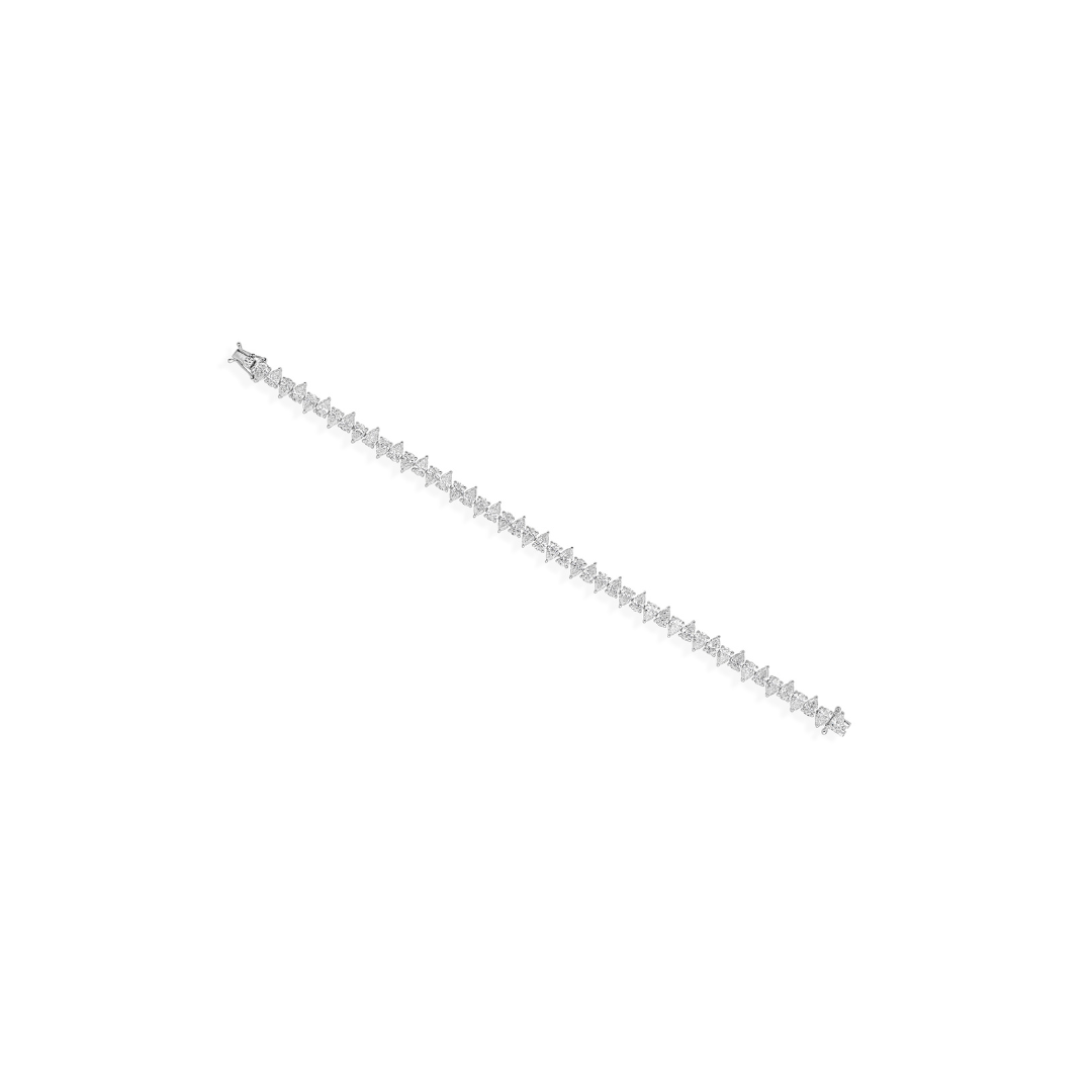 11.14 Carat Natural Pear Cut Diamond Solid Gold Tennis Bracelet