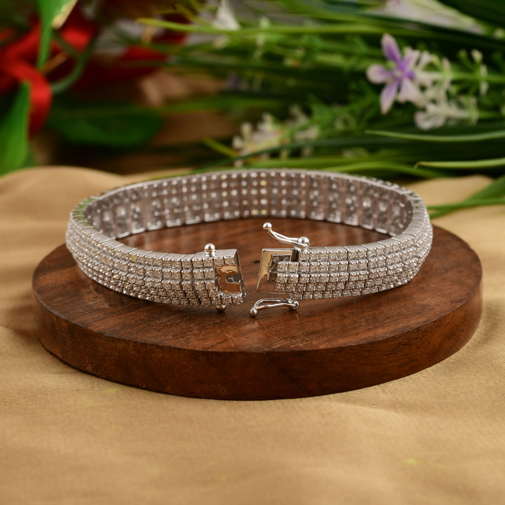 Multi Row Statement 8.34 Carat Natural Diamond Fine Gold Tennis Bracelet
