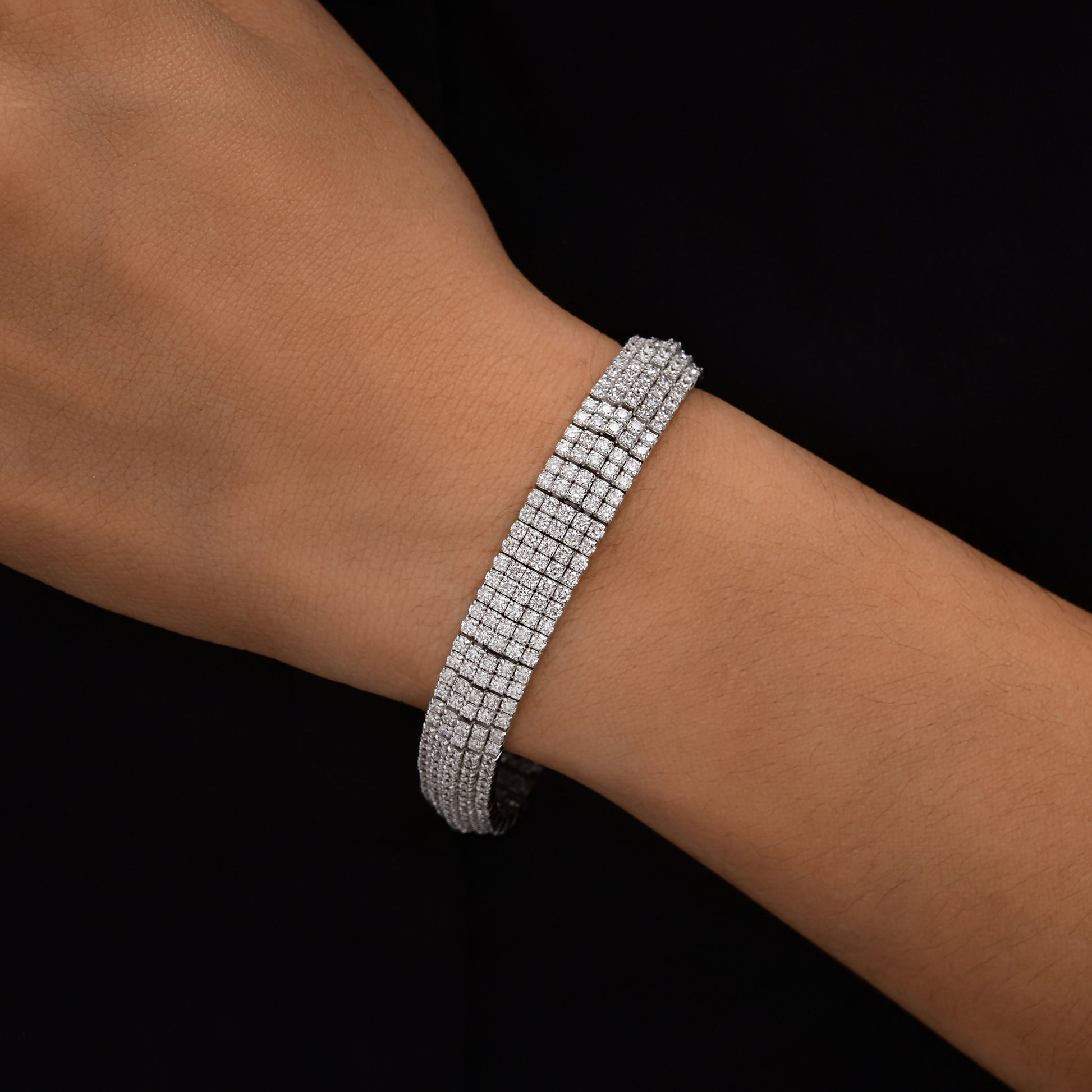 Multi Row Statement 8.34 Carat Natural Diamond Fine Gold Tennis Bracelet