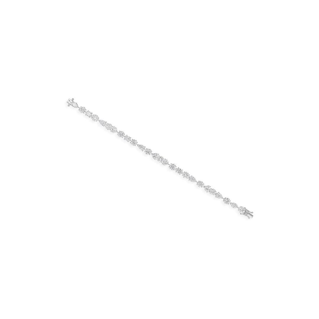 Fine Gold Genuine Multi Cut Natural Diamond Tennis Bracelet