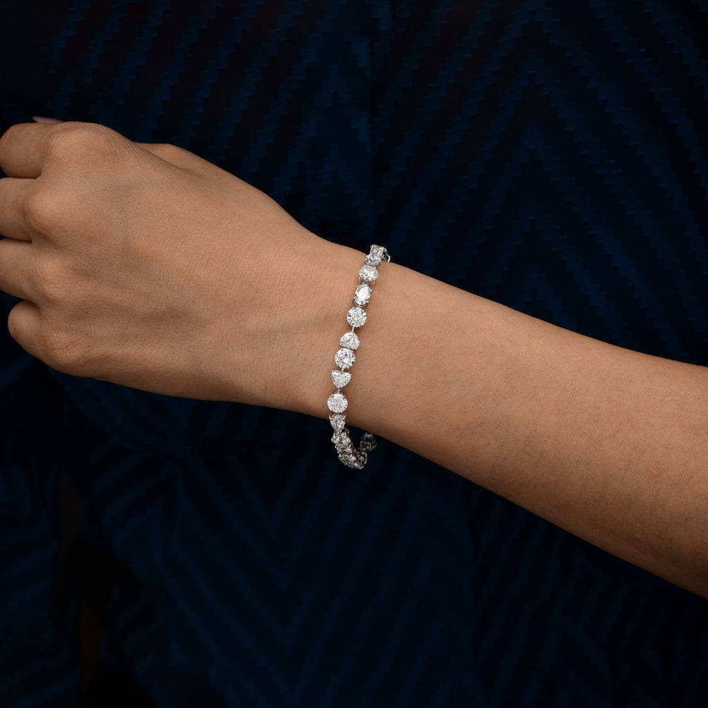 Fine Gold Genuine Multi Cut Natural Diamond Tennis Bracelet