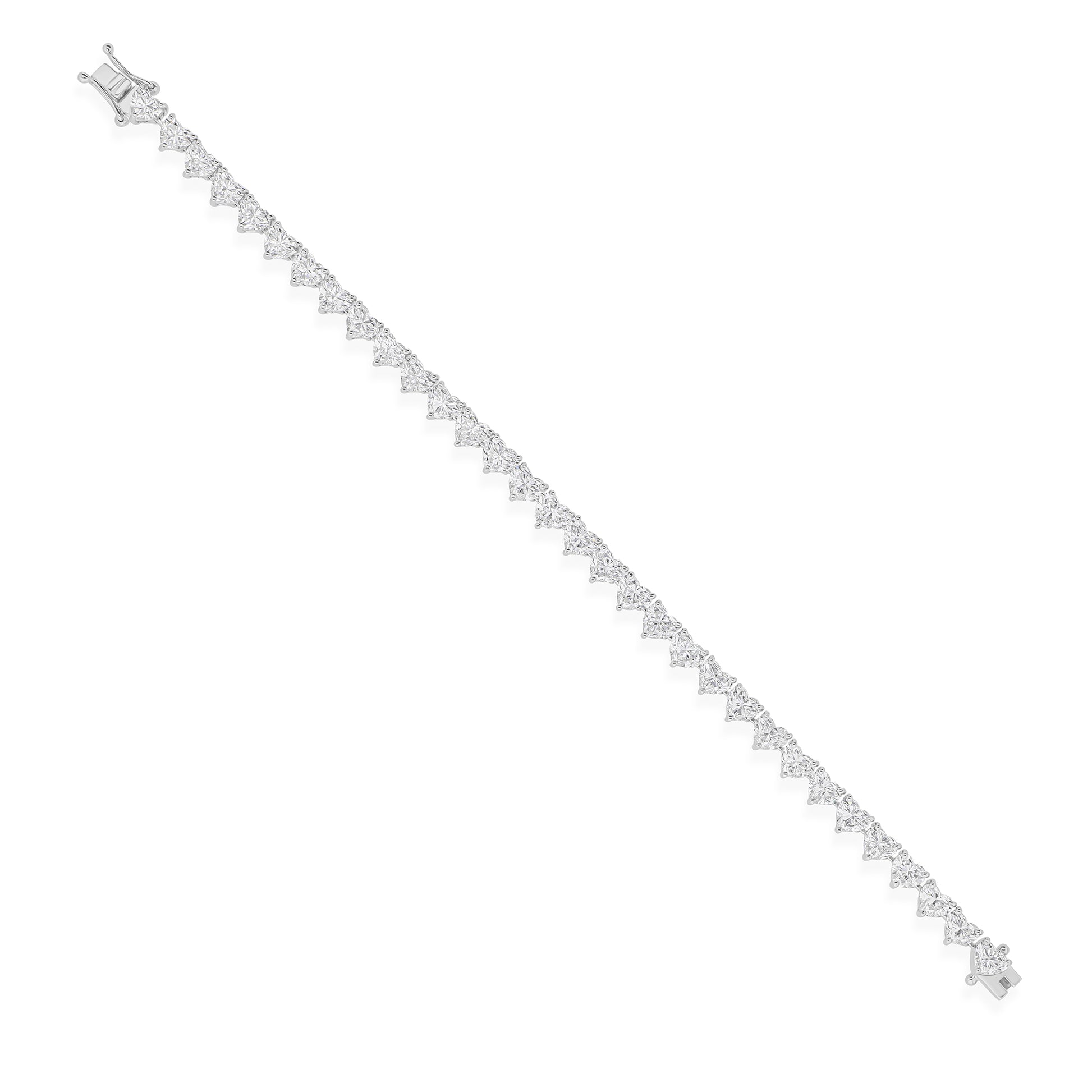 Heart Shape Natural Diamond Tennis Bracelet in Fine Gold