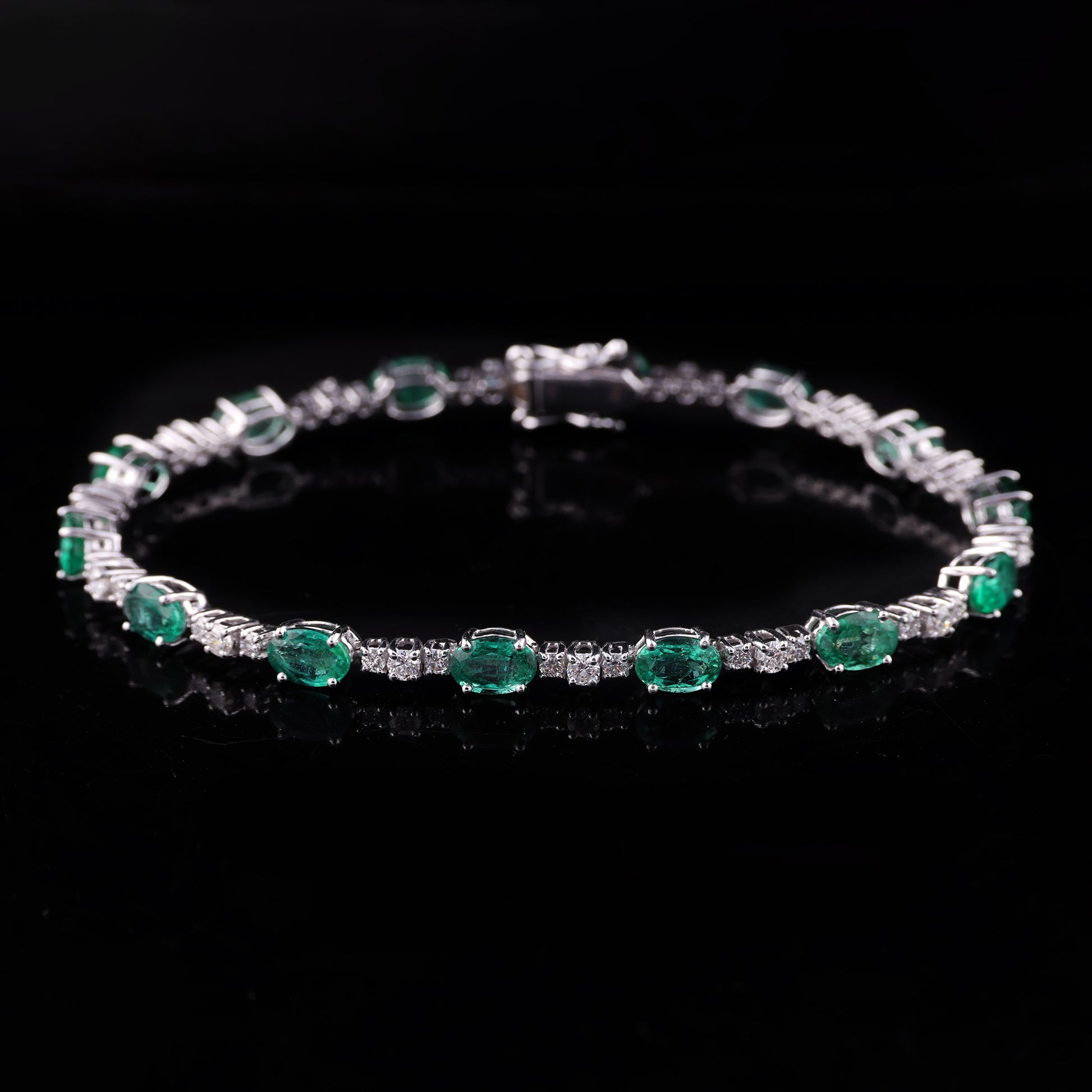 Exquisite Zambian Emerald Tennis Bracelet with Certified Diamonds
