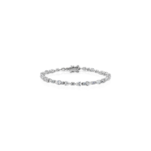 Timeless Pear Round Cut Natural Diamond Tennis Bracelet