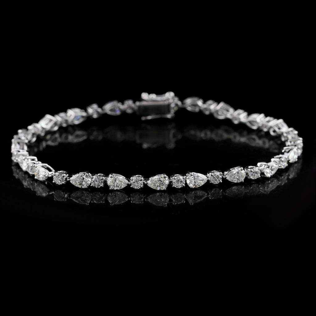 Timeless Pear & Round Cut Natural Diamond Tennis Bracelet