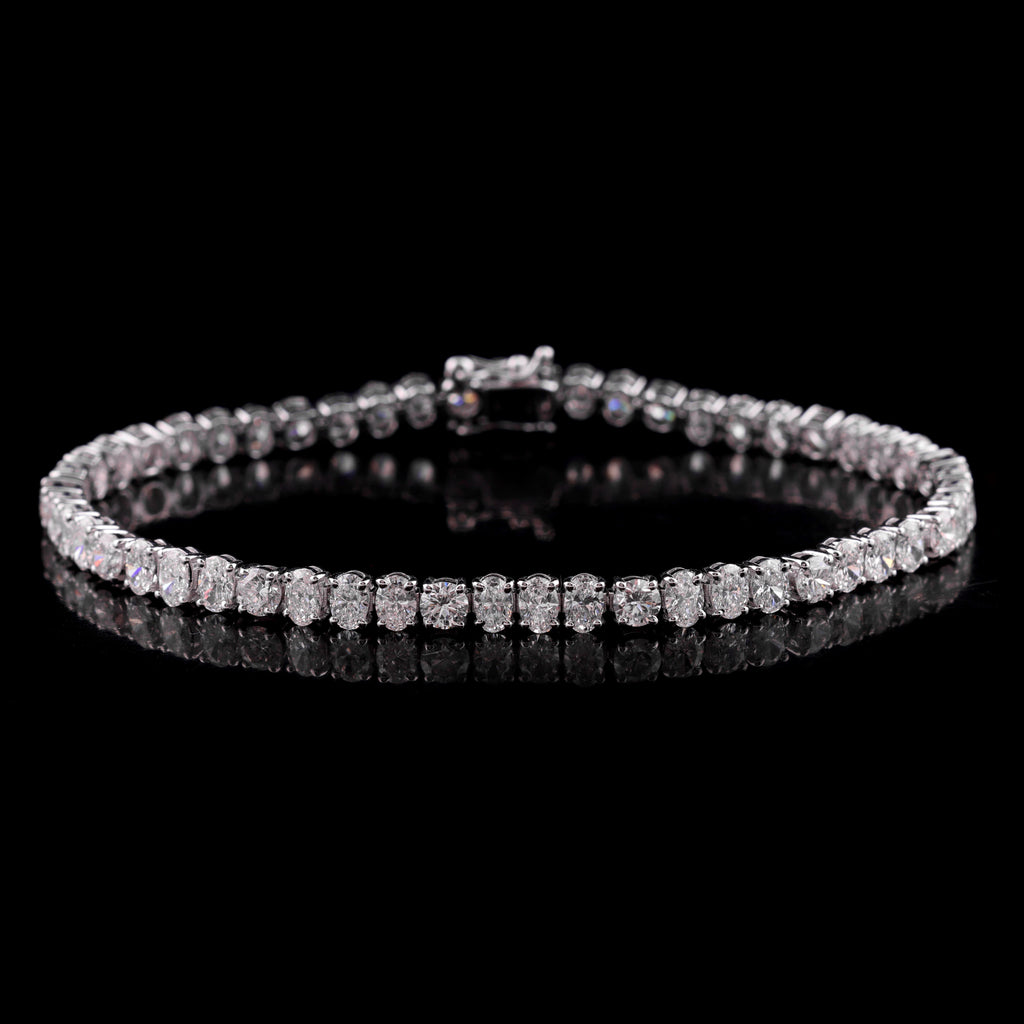 Certified Oval Round Brilliant Cut Natural Diamond Tennis Bracelet