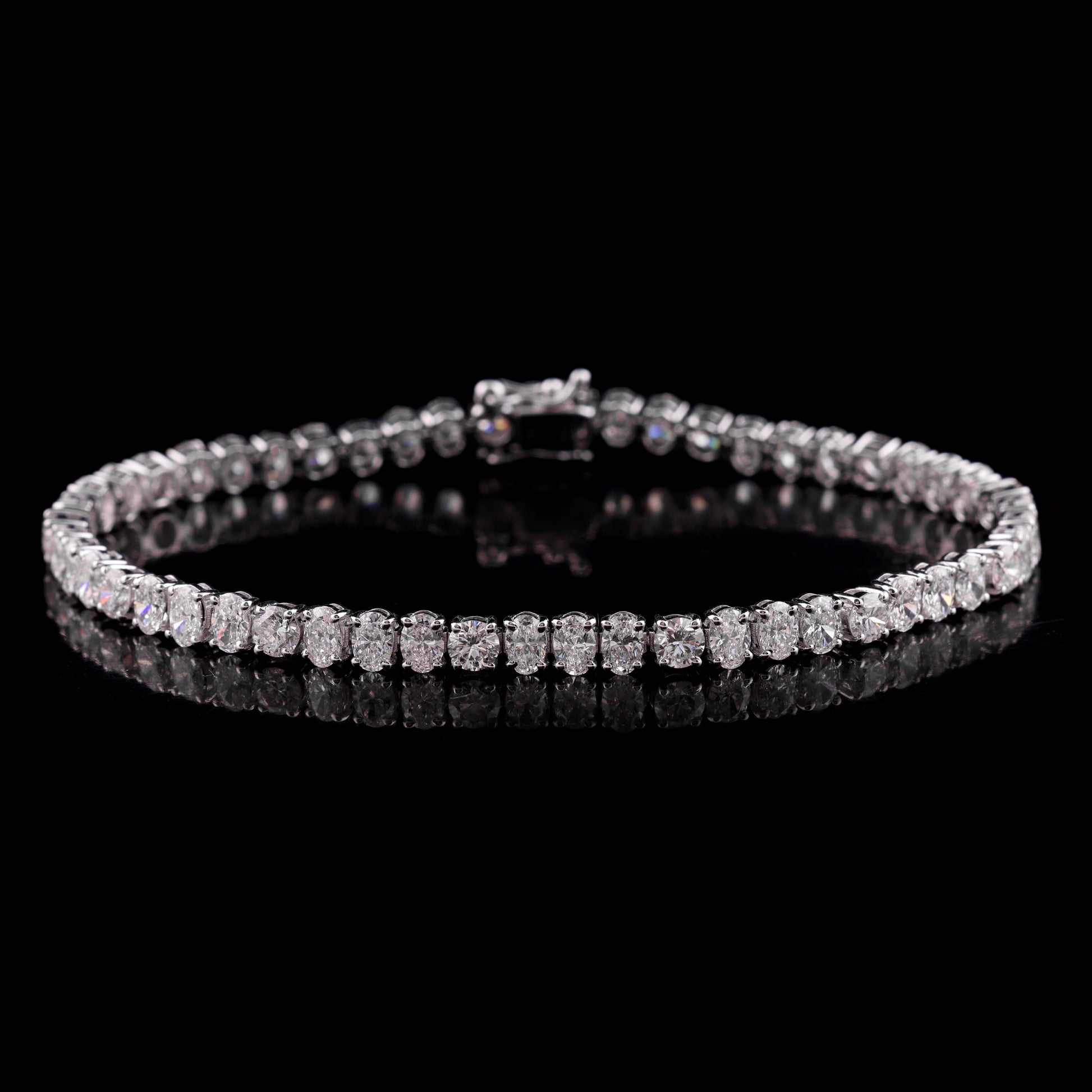 Certified Oval Round Brilliant Cut Natural Diamond Tennis Bracelet