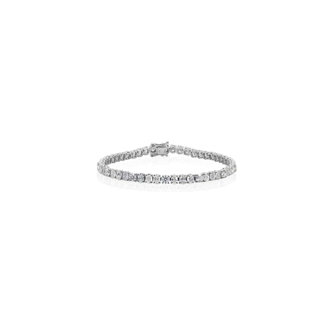 Certified Oval Round Brilliant Cut Natural Diamond Tennis Bracelet