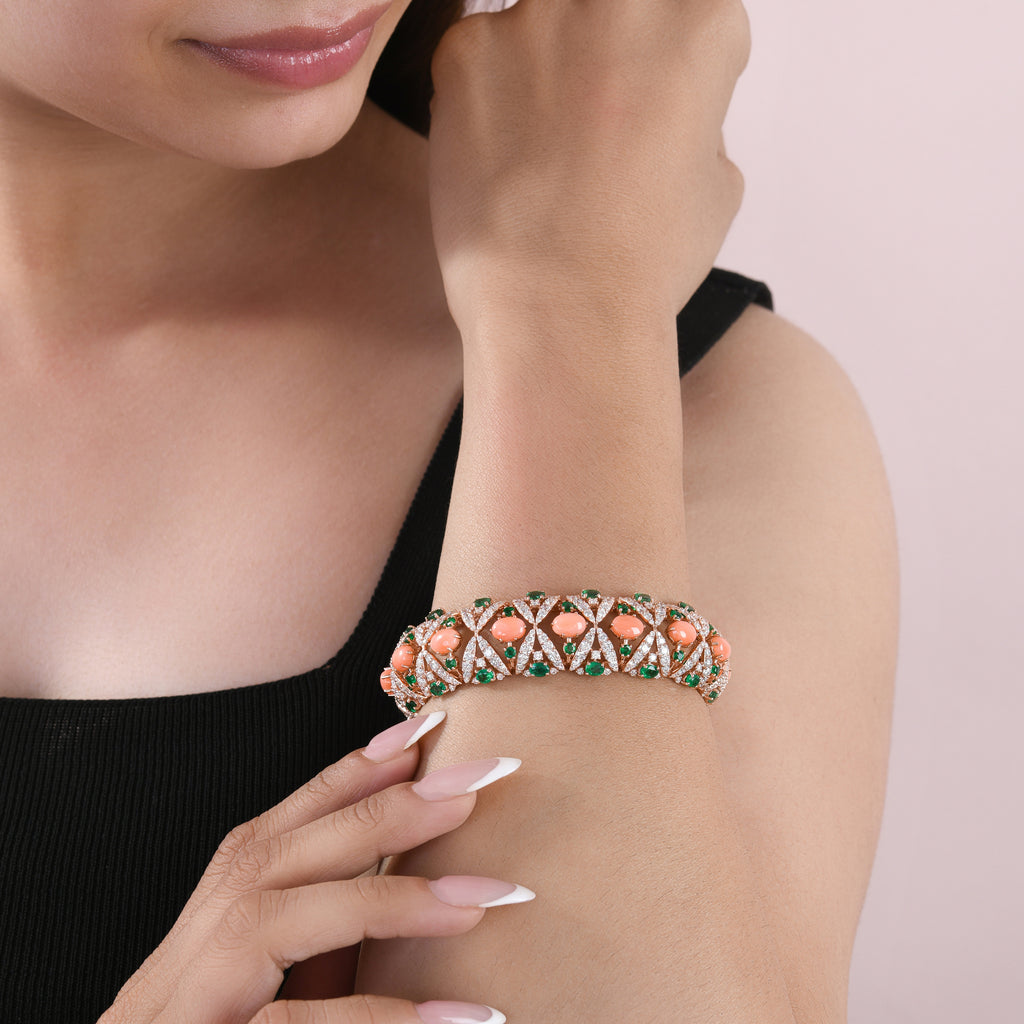 Diamond Chain Bracelet Baguette Pear Adjustable 14K Gold