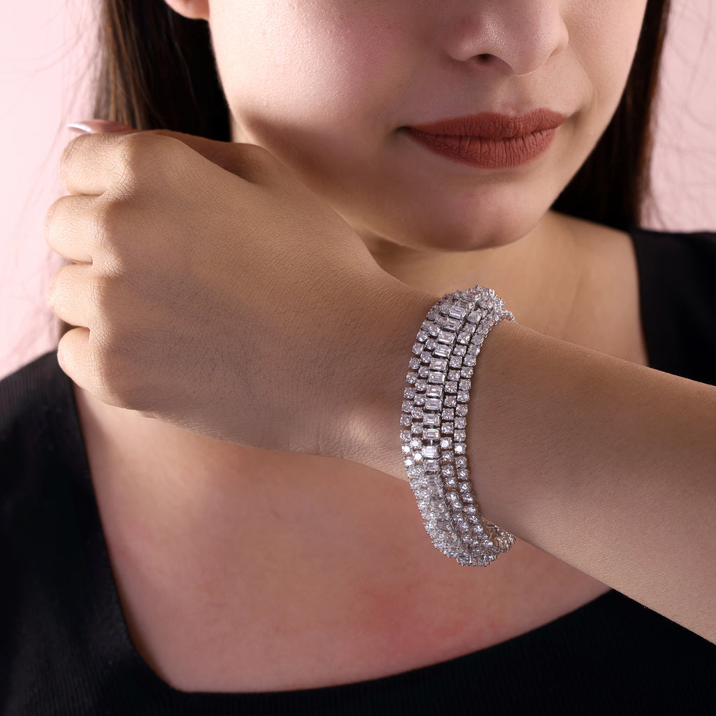 Timeless Multi Row Natural Diamond Bracelet in Fine Gold